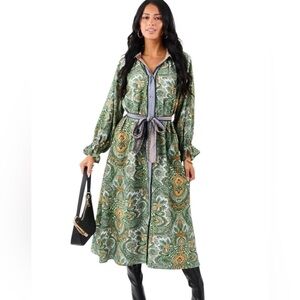 Umgee Size Large NWT Green and Orange Paisley Maxi Dress